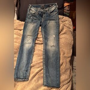 Women's Blue Distressed Jeans